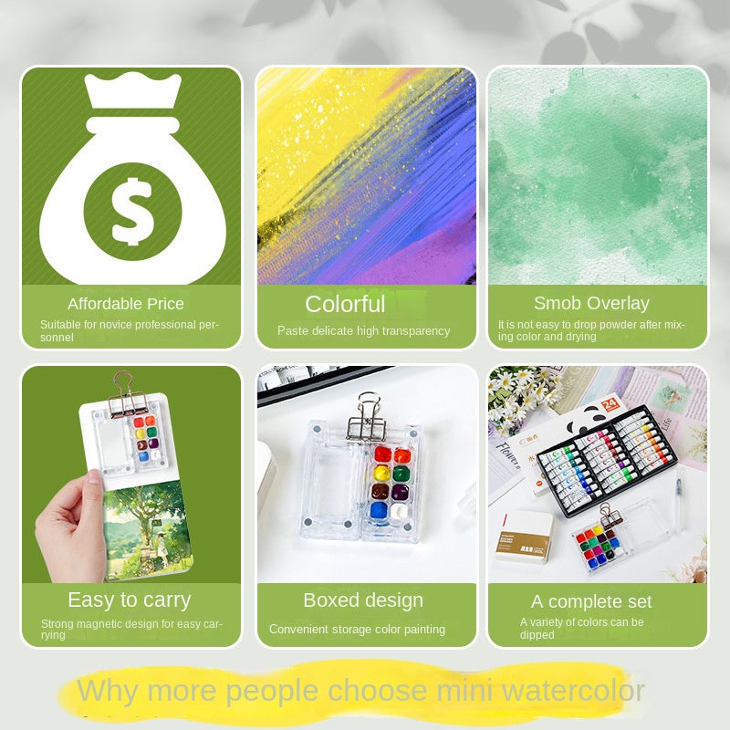 Mini Watercolor Paint Set with Small Drawing Book for Kids and Primary School Students, Portable Sketchbook and Art Kit