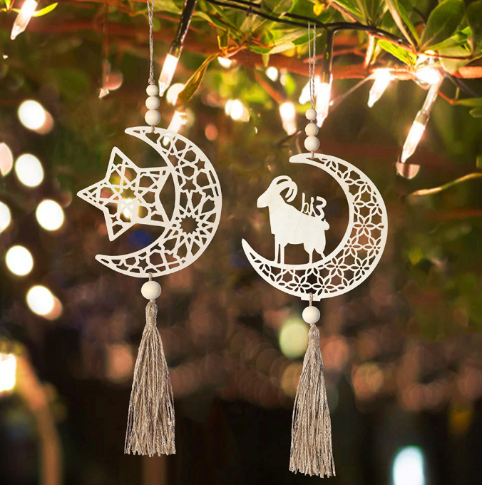 Vintage Star Moon Hollow Wood Pendant Home Decoration